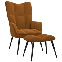 VidaXL Relaxsessel mit Hocker Braun Samt