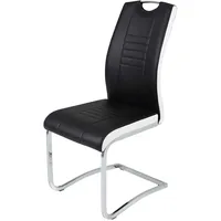 Hela Tabea Freischwinger 2er Set Schwingstuhl Kunstleder Schwarz-Weiß, Griffloch,