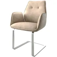 DeLife Freischwinger Zoa-Flex Mikrofaser Beige Vintage Freischwinger flach Edelstahl