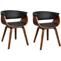 VidaXL Esszimmerstuhl Bugholz Kunstleder schwarz 2er Set