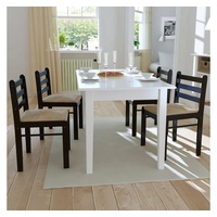 VidaXL Esszimmerstühle 4 Stk. Braun Gummibaum Massivholz und Samt