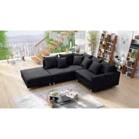 Küchen-Preisbombe Kuechen-preisbombe Wohnlandschaft Sofa Couch Ecksofa Eckcouch Gewebestoff schwarz