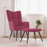 VidaXL Relaxsessel mit Hocker Weinrot Samt