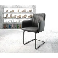 DeLife Freischwinger Greg-Flex Echt-Leder Schwarz Freischwinger flach Schwarz Taschenfederkern