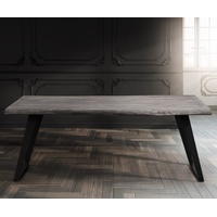 DeLife Esstisch Edge 180x90 XL Akazie Platin Metall Schräg