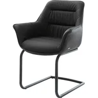 DeLife Freischwinger Kaira-Flex Echt-Leder Schwarz Freischwinger rund Schwarz