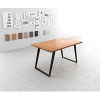 DeLife Esstisch Edge 140x90 Akazie Natur Metall Schräg Live-Edge