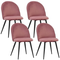 Albatros Esszimmerstühle mit Samt-Bezug 4er Set Rosa - Stilvolles