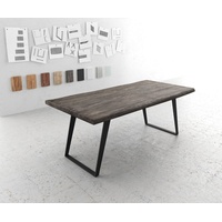 DeLife Esstisch Edge 200x100 XL Akazie Platin Metall Schräg