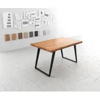 DeLife Esstisch Edge 140x90 XL Akazie Natur Metall Schräg