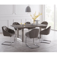 DeLife Esstisch Edge 180x90 XL Akazie Platin Edelstahl Breit