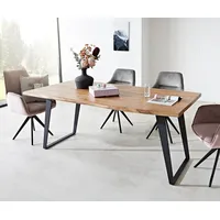 DeLife Esstisch Edge 180x90 XL Akazie Natur Metall Schräg