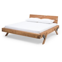 SalesFever Balkenbett, Fichtenholz, Vintage-Finish, Y-Beine - braun