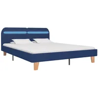 VidaXL Bettgestell mit LED Blau Stoff 180x200 cm