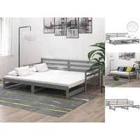 VidaXL Ausziehbares Tagesbett 2x(90x200) cm Grau Massivholz Kiefer