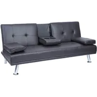 Mendler 3er-Sofa HWC-F60, Couch Schlafsofa Gästebett, Tassenhalter verstellbar 97x166cm