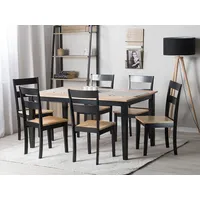 Beliani Esstisch Schwarz 90 x 150 cm Gummibaumholz Lackiert