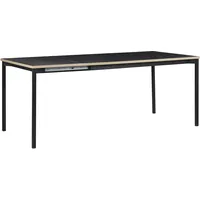 Beliani Esstisch Schwarz Stahlgestell 140/190x90 cm ausziehbar für 6