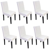 MCW 6er-Set Esszimmerstuhl Stuhl Küchenstuhl Littau Kunstleder, weiß, dunkle
