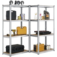 Juskys Lagerregal Easy 2er Set - Silber, Metall Schwerlastregal