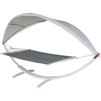 Mendler Hängematte HWC-J47, Hängeschaukel bis 200kg Sonnendach MVG-Holzgestell 420cm