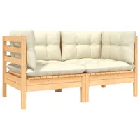 VidaXL Gartensofa 2-Sitzer Loungesofa creme Kiefer