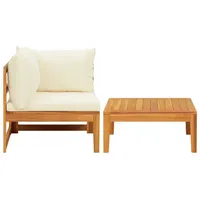 VidaXL 2-tlg. Garten-Lounge-Set mit Kissen Cremeweiß Akazienholz