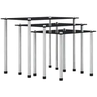 VidaXL Satztische 3 Stk. Schwarz Hartglas