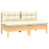 VidaXL Gartensofa 2-Sitzer Loungesofa creme Kiefer