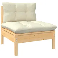 VidaXL Garten-Mittelsofa Loungesofa creme Kiefer