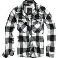 Brandit Textil Check Langarmhemd White / Black 3XL