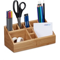 Relaxdays Schreibtisch-Organizer braun Bambus 10 Fächer 23,0 x 10,0