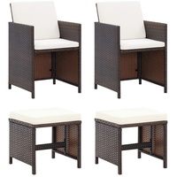 VidaXL 4-tlg. Gartenstuhl und Hocker Set Poly Rattan Braun