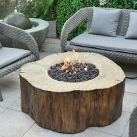 Gardenforma Gas Feuerstelle Manchester aus Faserbeton in Baumstammoptik, Redwood