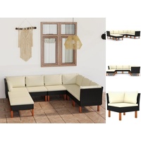 VidaXL 8-tlg. Garten-Lounge-Set mit Kissen Poly Rattan Schwarz
