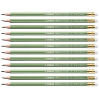 Stabilo GREENgraph 6004 Bleistifte HB grün mit Radierer, 12