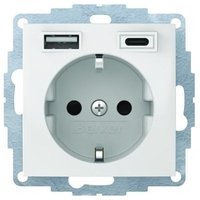 Berker Steckdose SCHUKO/USB polarweiß glänzend