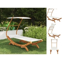 VidaXL Sonnenliege mit Dach 100x190x134 cm Bugholz Massiv Creme