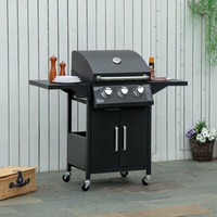 Outsunny Gasgrill mit Rädern schwarz 121L x 55B x