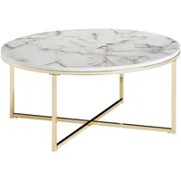 Wohnling Couchtisch Marmor weiß 80 x 36 x 80
