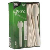 Papstar Einweg-Göffel pure, Papier weiß, 100 St.