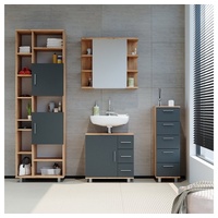 Vicco Badschrank Ilias Eiche/Anthrazit 60 x 190 cm
