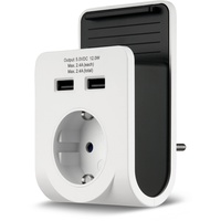 REV Ritter USB-Ladegerät 2+1-fach mit Handyablage weiß