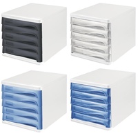Helit Schubladenbox transparent H6129902, DIN A4 mit 5 Schubladen