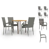 VidaXL Polyrattan Garten-Essgruppe 5-tlg. grau 3072486