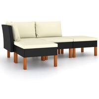 VidaXL 4-tlg. Garten-Lounge-Set mit Kissen Poly Rattan Schwarz
