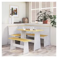VidaXL 3-tlg. Eckbankgruppe Honigbraun Weiß Massivholz Kiefer