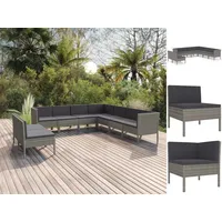 VidaXL Garten-Lounge-Set 9-tlg. grau