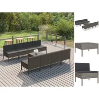 VidaXL Garten-Lounge-Set 9-tlg. grau