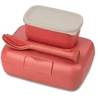 Koziol CANDY READY Lunchbox-Set , Besteck-Set coral